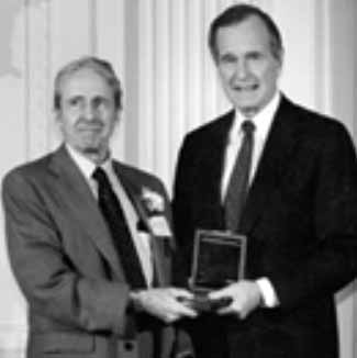 Receiving the National Medal for Science from President G H W Bush
 